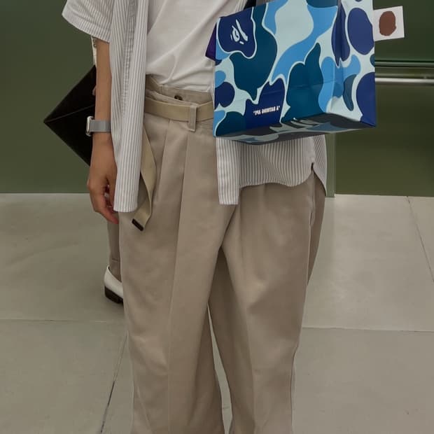 메종유레카 벨티드 랩 치노 팬츠 베이지OS