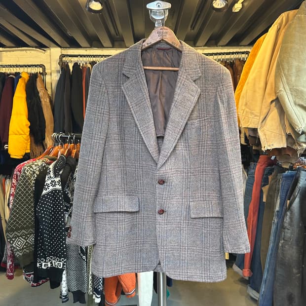 하트 샤프너 마르크스 체크 울 2버튼 스포츠 자켓