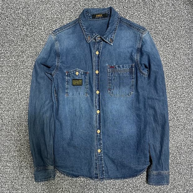 (S) 에비수 워싱 투포켓 데님셔츠 청남방
