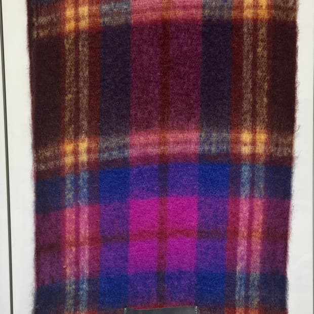 비비안웨스트우드 체크 모헤어울머플러 핑크 네이비 남여공용