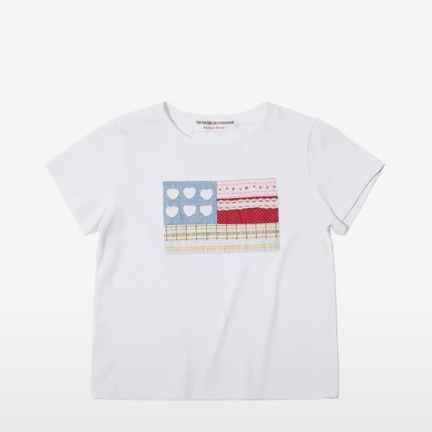 더뮤지엄비지터 패치워크 식스 하트 티셔츠 반팔