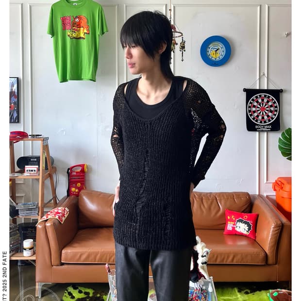 Jpn Vintage Grunge Mesh Damage Knit