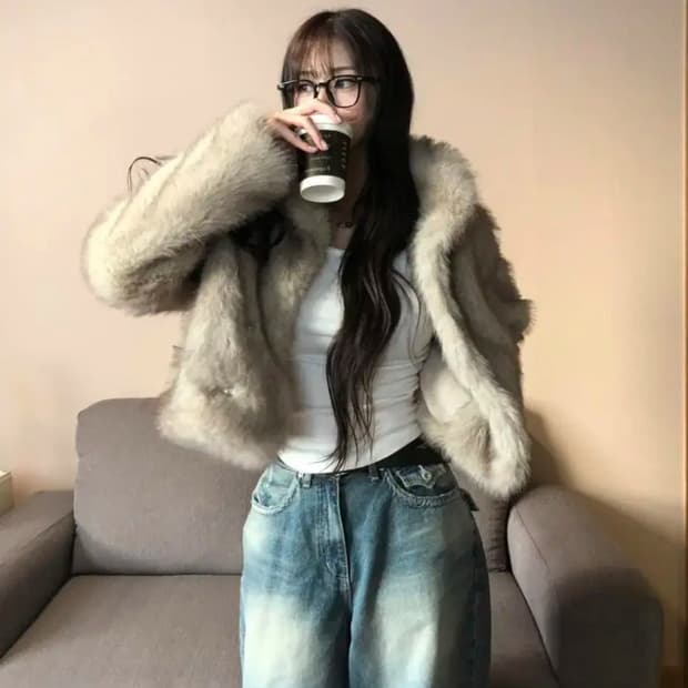 이너뮤트 Fox Fur JK 베이지 폭스 퍼자켓