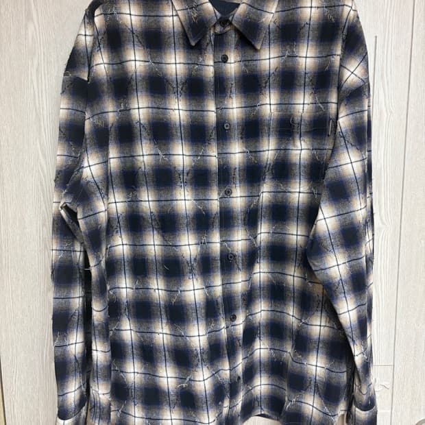 50) 준지 루즈핏 아가일 데미지드 셔츠