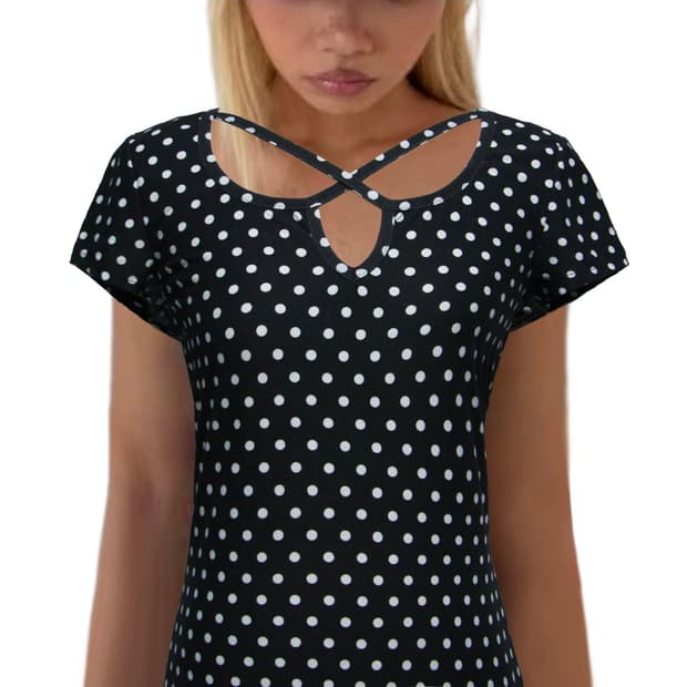 Polka Dot Curved Hem top