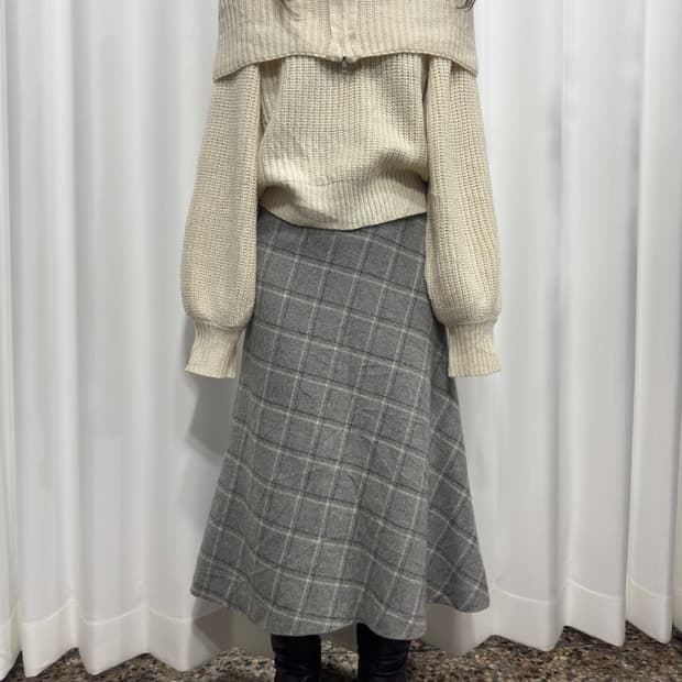 milles check long skirt