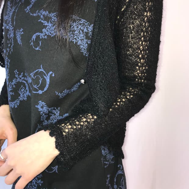 Kumikyoku 블랙 펄 니트 가디건