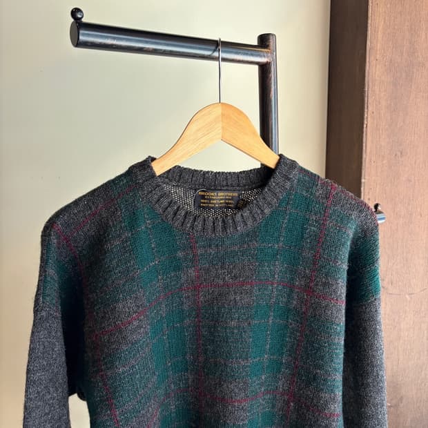 16604 - 브룩스 브라더스 체크 울 니트 (울 100%)