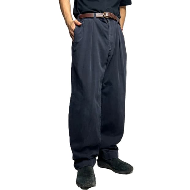 LANDS END 투턱 와이드 치노팬츠 블랙 - 33