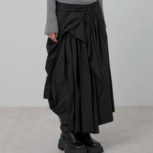 Asymmetrical Draped Layered long skirt