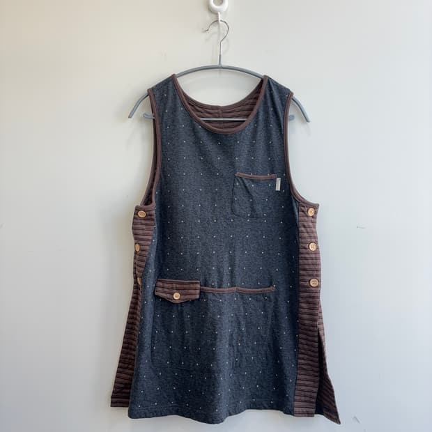 재팬 빈티지 땡땡이 유니크 레이어드 에이프런