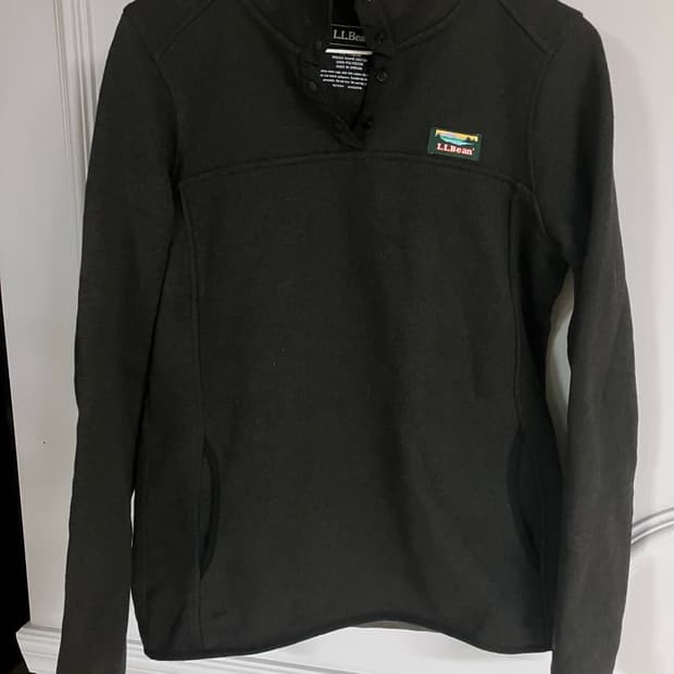 빈티지 엘엘빈 넥 버튼 기모 맨투맨 티