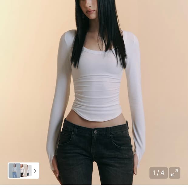 플리즈노팔로우 뉴 모모 셔링 탑 화이트