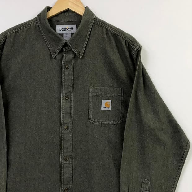 XL 칼하트 카키 데님 셔츠