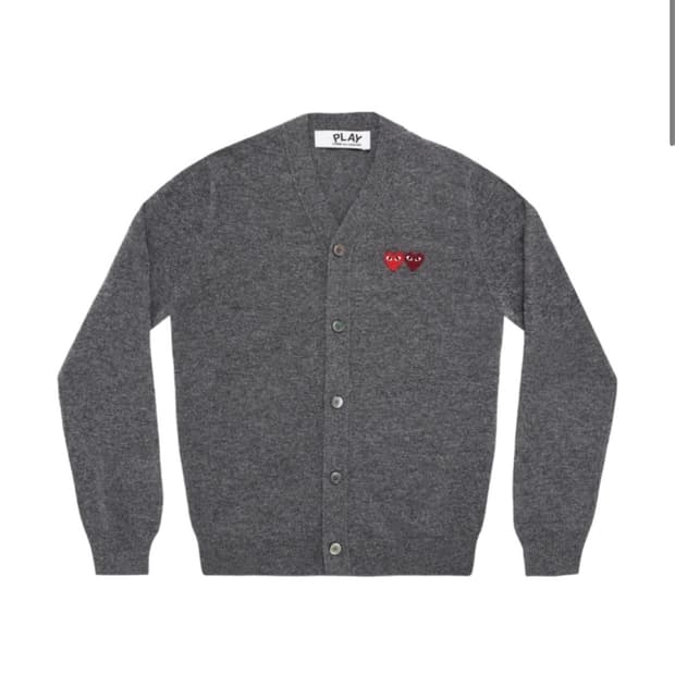 플레이 꼼데가르송 더블하트 가디건 그레이