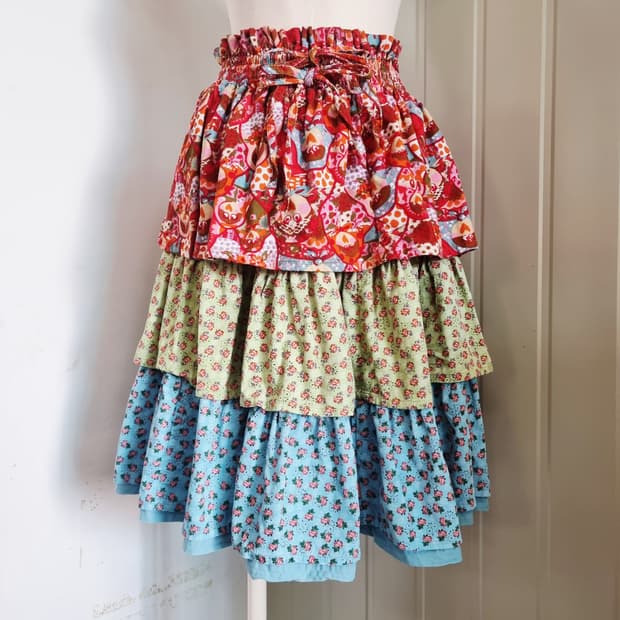 오일릴리 Oilily 코듀로이 플라워 캉캉 스커트 밴딩 치마 / 상태완벽