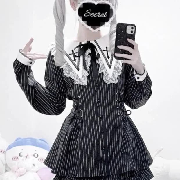 지뢰계 마즈 크로스 자수 십자가 스핀돌 셋업 새상품