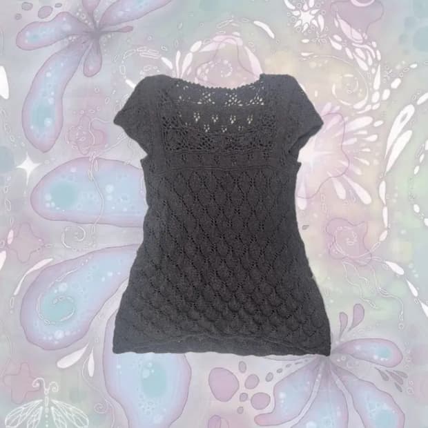 일본 빈티지 모리걸 반팔 니트