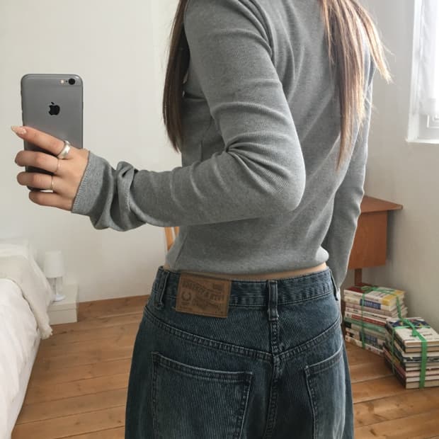 스트라이프 데님 팬츠