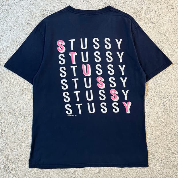 스투시 STUSSY 스펠아웃 반팔 티셔츠 네이비