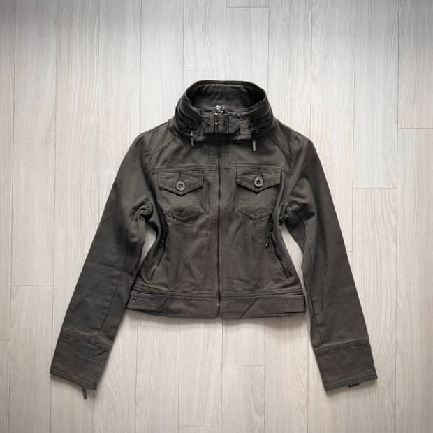 Cecil McBee 세실맥비 하이넥 버클 큐빅 자켓 y2k 갸루 락시크