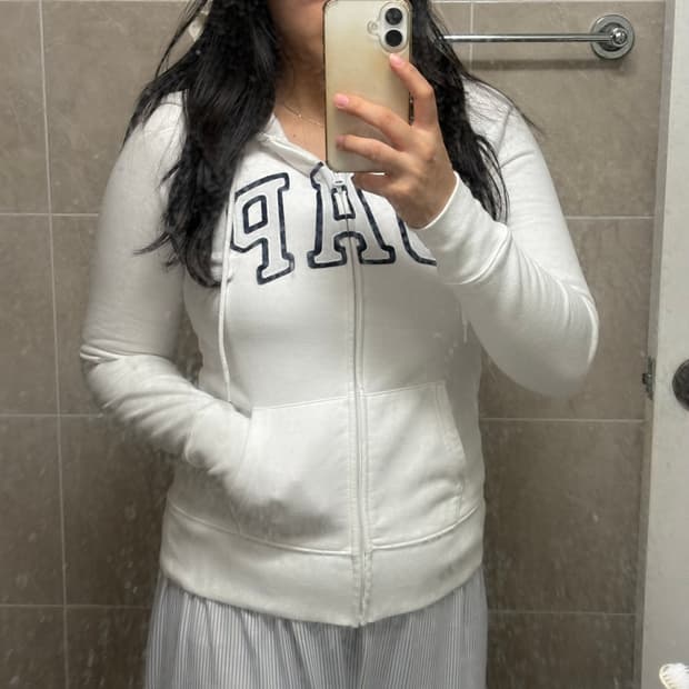 GAP 화이트 딱붙 후드집업 s(상태 최상)