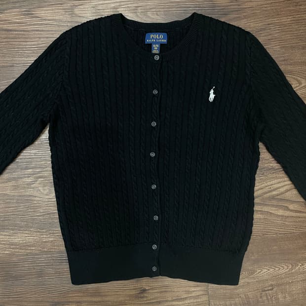 폴로 랄프로렌 블랙 케이블 코튼 니트 가디건