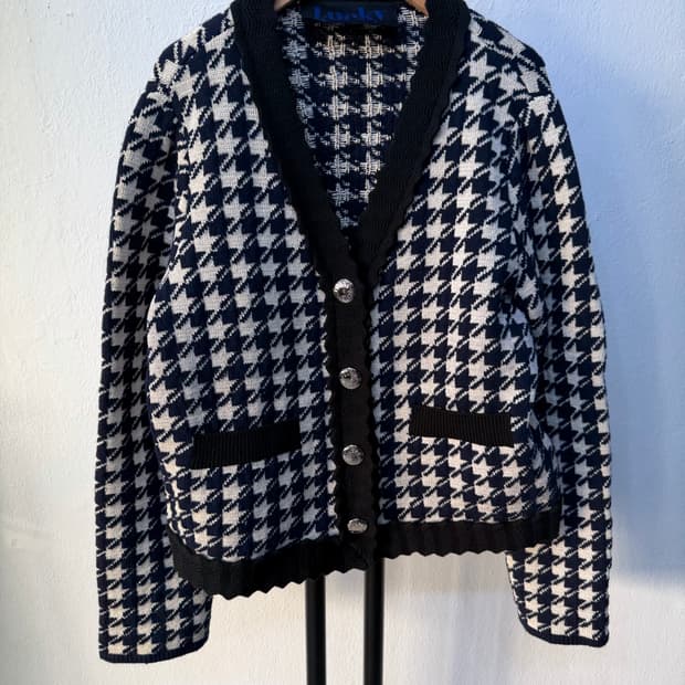 정품) 럭키슈에뜨 21ss 하운드체크 가디건 F