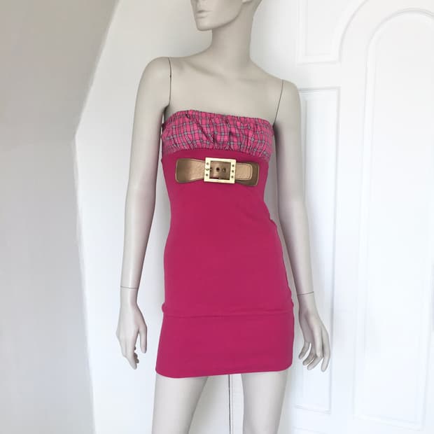 VIVI Wide Belt Tube TopP Pink Dress