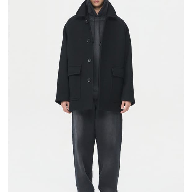 25FW 커스텀멜로우 Black Wool Car Coat 코트