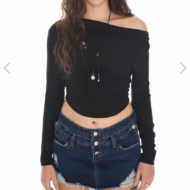 투머치택스 원숄더 오프숄더 롱슬리브 탑