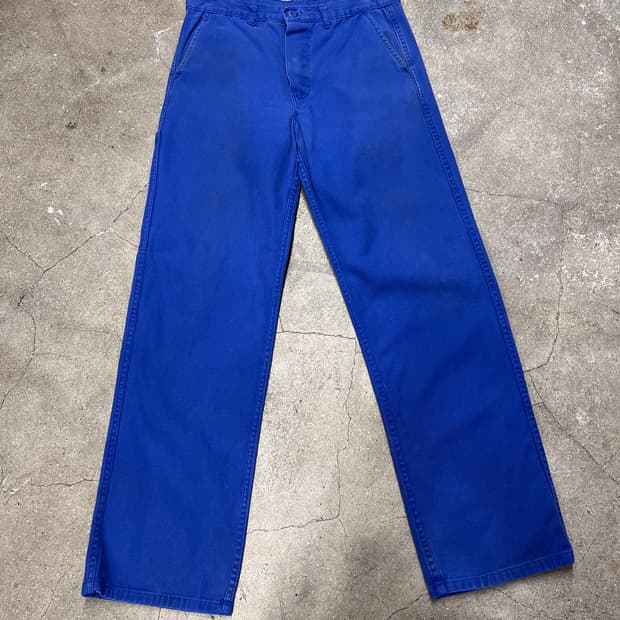 프렌치 블루 코튼 워크 팬츠