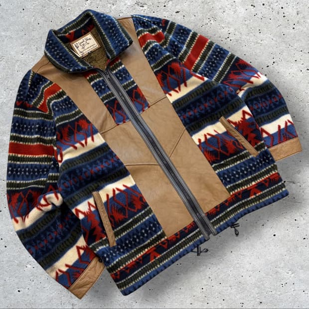 [XL] N2 에스닉 패턴 램스킨 플리스 집업 자켓 D497