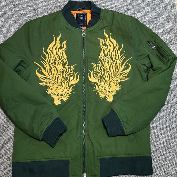 Guess 남성 자수 MA-1 항공점퍼 L