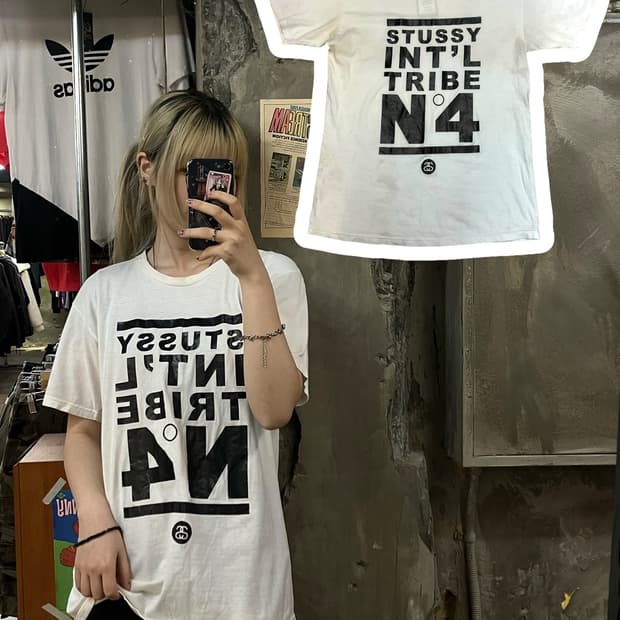 스투시 반팔 화이트 M #csz1341