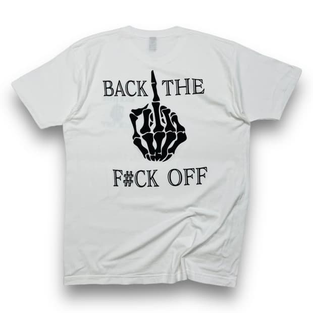 Back The F#ck off 스켈레톤 핸드 반팔 티셔츠