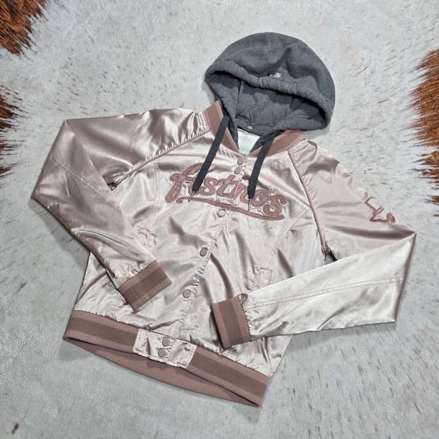 MLB 스타디움 핑크 후드 자켓