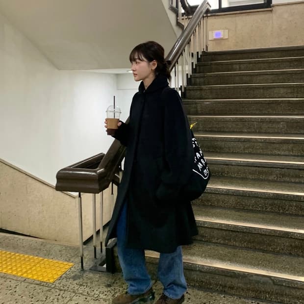 쉬이즈큐트 커들 코트 블랙 / cuddle coat black