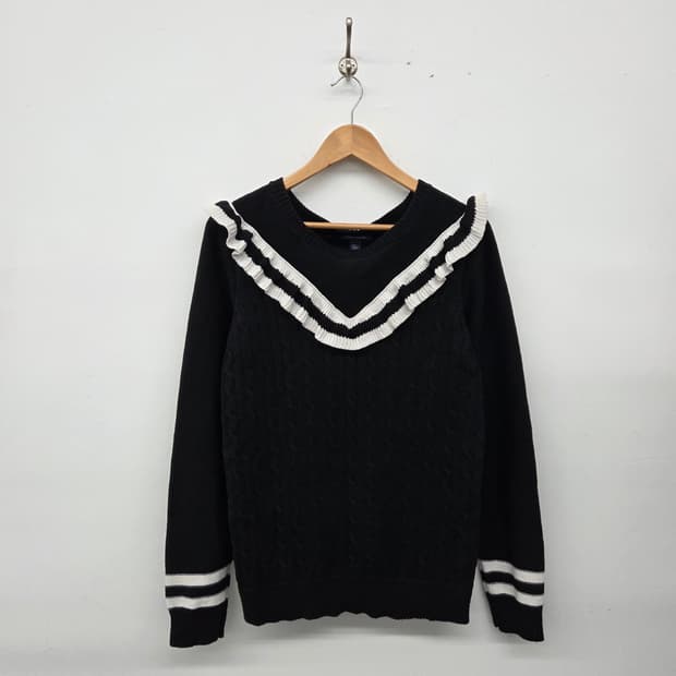 타미힐피거 블랙 프릴 니트 여L