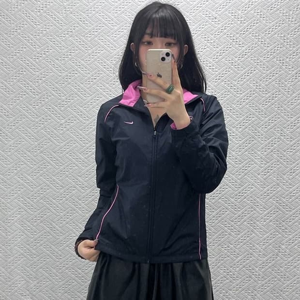 나이키 빈티지 Y2K 키치 핑크카라 바람막이 자켓 M C12033