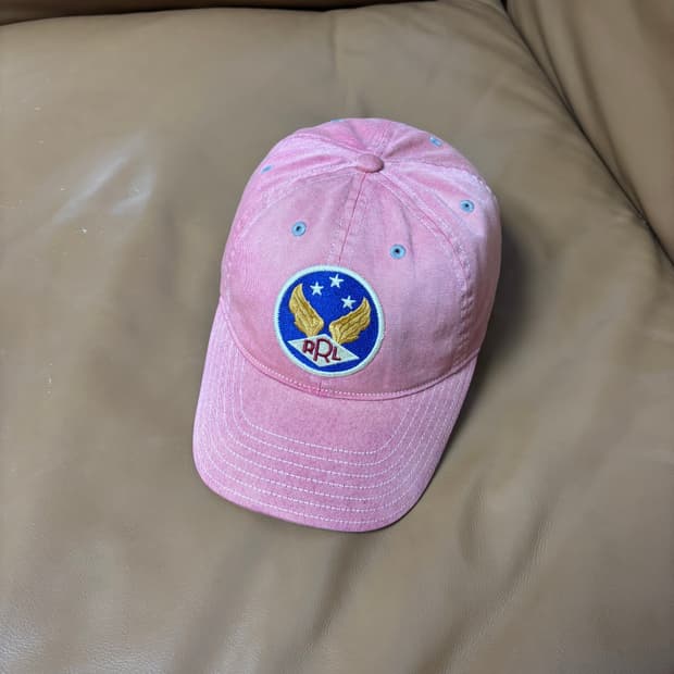 RRL 더블알엘 랄프로렌 폴로 윙로고 6패널 볼캡 모자 워시드 레드