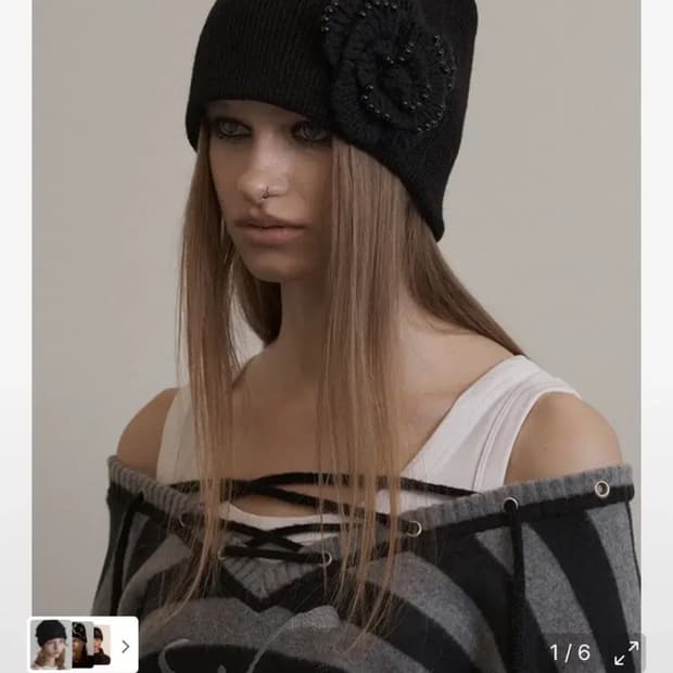 셋업이엑스이 플라워 꽃 비니 블랙