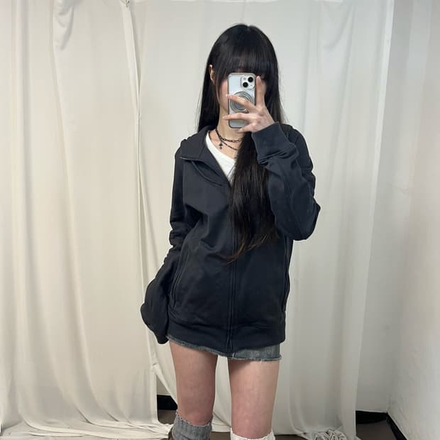 Y-3 classic charcoal zip-up hoodie