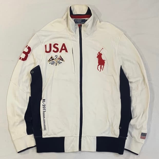 폴로 랄프로렌 빅포니 USA 레이싱 져지 자켓 화이트