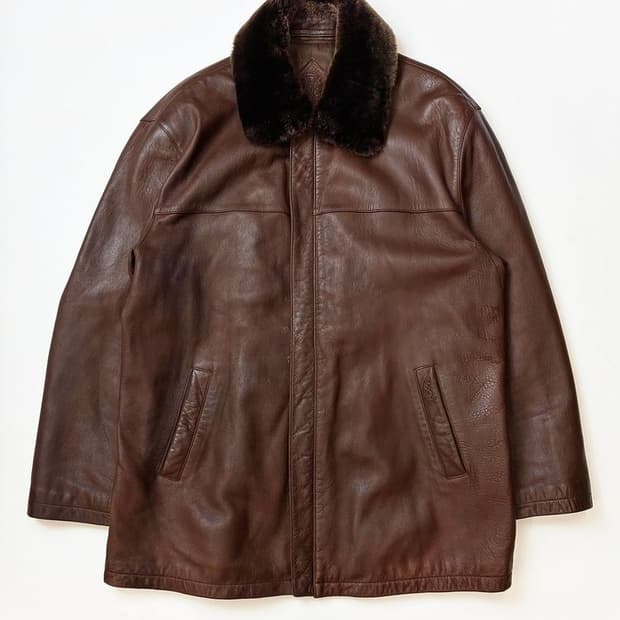 입생로랑 YSL 90s 양가죽 브라운 무스탕 자켓 PN4705
