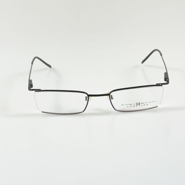 90s CHEVIGNON 블랙 하프림 스퀘어 빈티지 안경