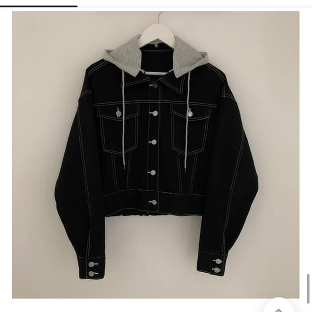 탈부착 후드 크롭 청자켓 블랙 FREE