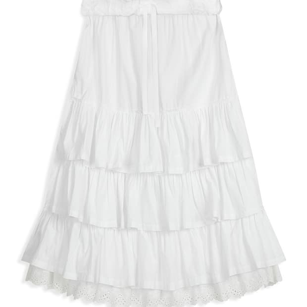 오픈와이와이 롤드 웨이스트 타이어드 스커트 화이트 S 사이즈