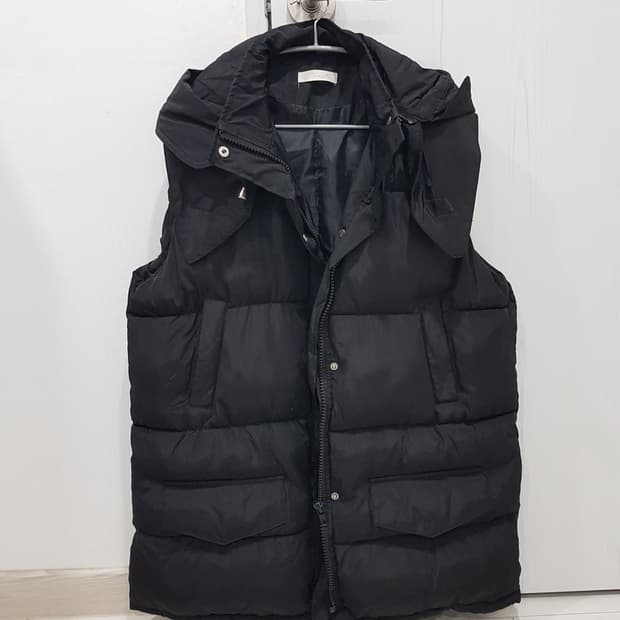 블랙 롱패딩 조끼