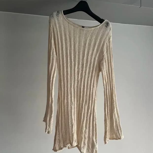 H&m Ladder-stitch-look Knit top 스티치롱탑 s